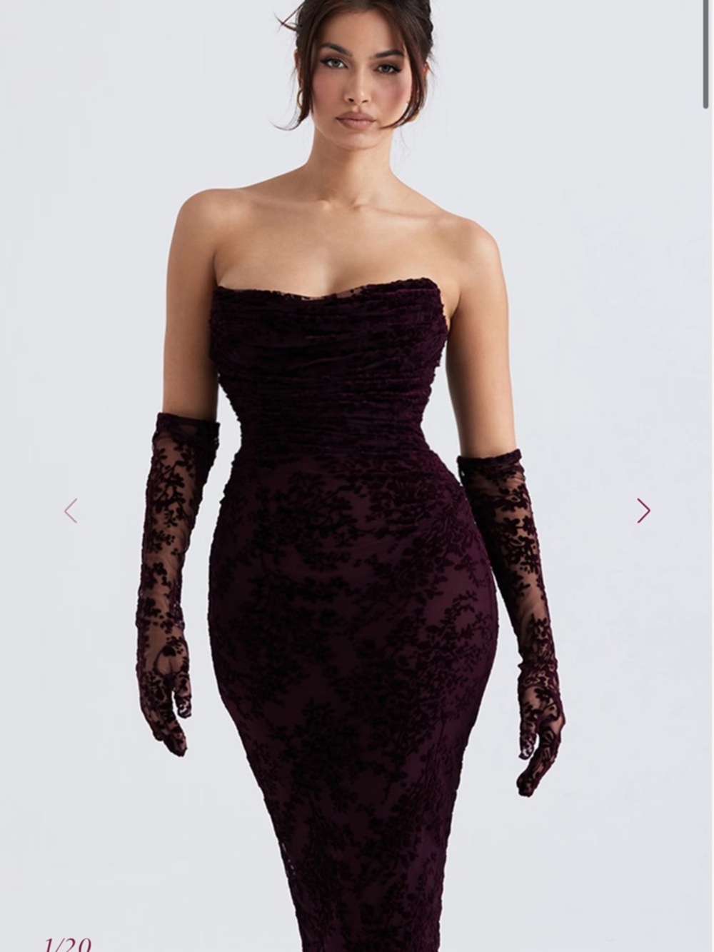House of CB Strapless Burgundy Dress with Black Lace